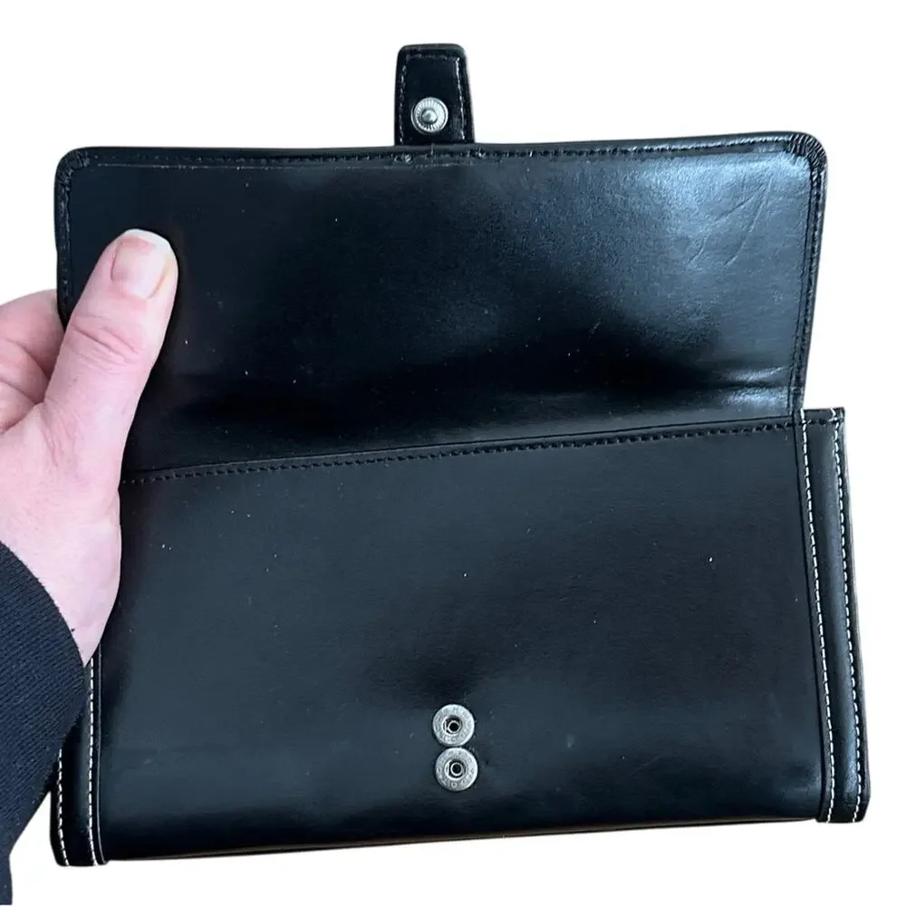 Black Long Wallet Snap Closure Ann Taylor LOFT